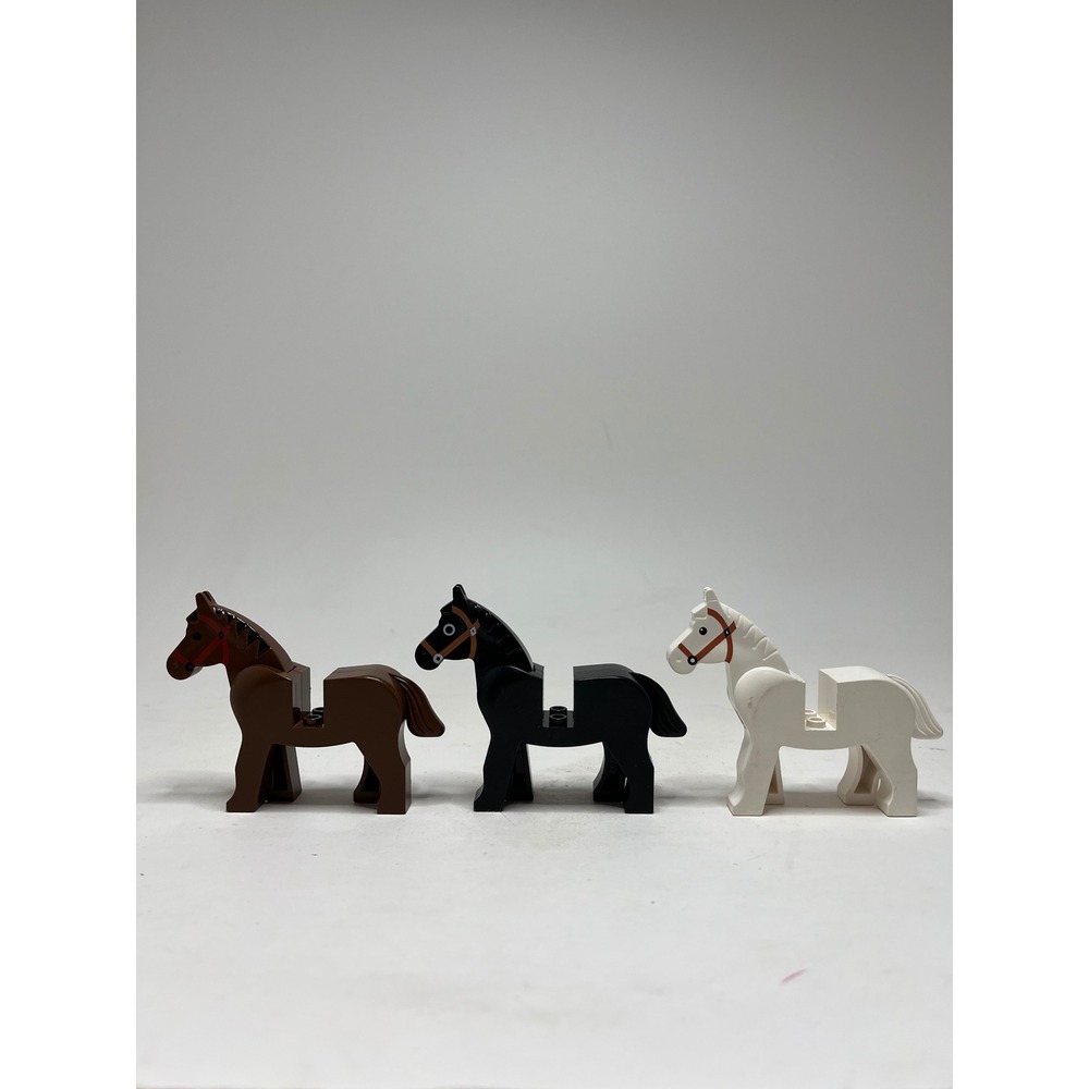 Lego Horse Animal Minifigure Set of 3 Black White Brown Vintage Castle Western
